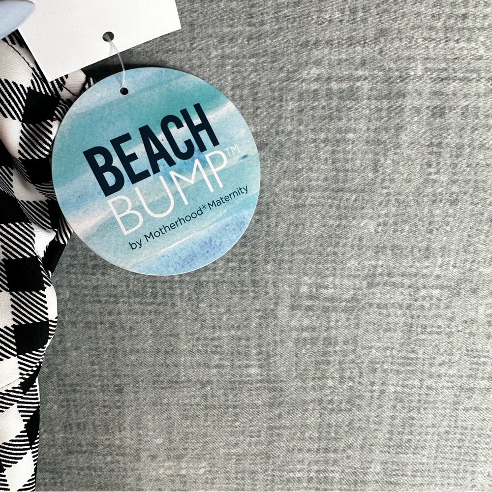 Motherhood Maternity Beach Bump Tankini Swimsuit Set Gingham Black White UPF50 M - Picture 4 of 10